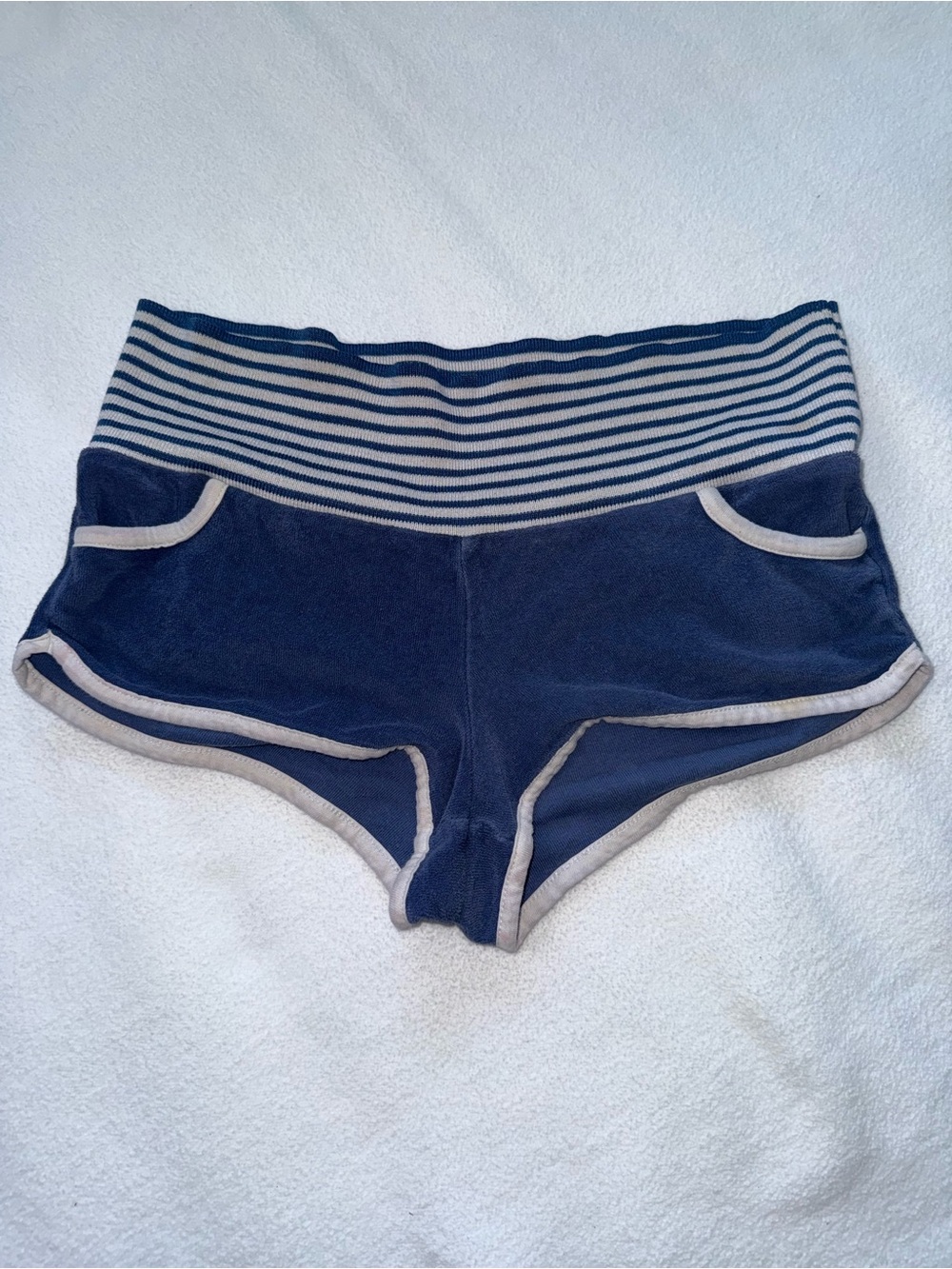 BDG Navy Striped Waist Lounge Shorts with Contrast Trim